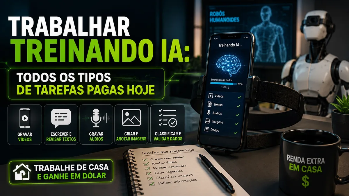 Trabalhar Treinando IA: todos os tipos de tarefas pagas hoje
